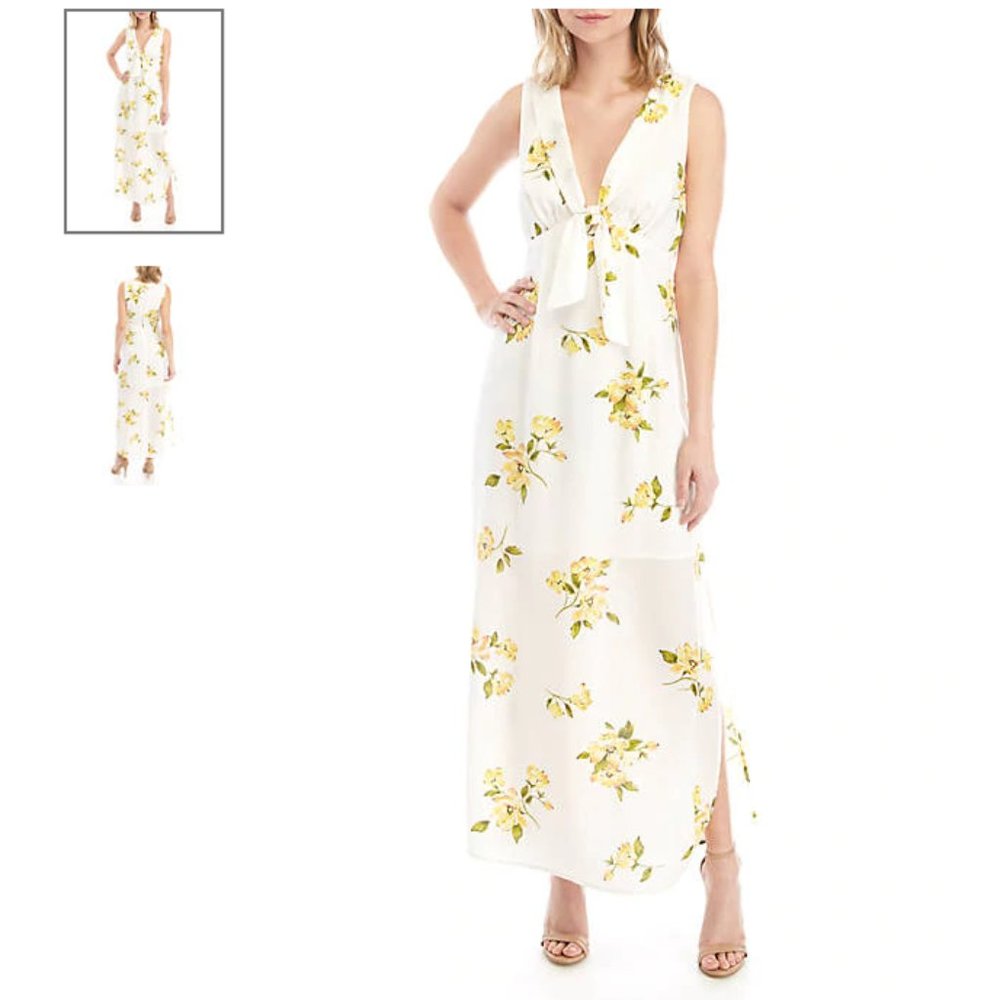 June & Hudson V-neck Floral Print Maxi Dress NWOT